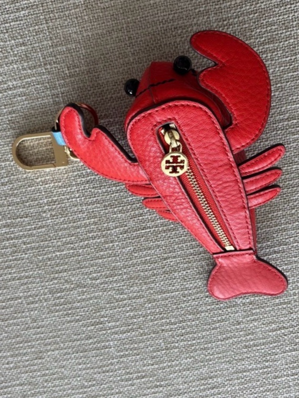 Tory Burch Red Lobster Keyring Pouch with Gold Hardware